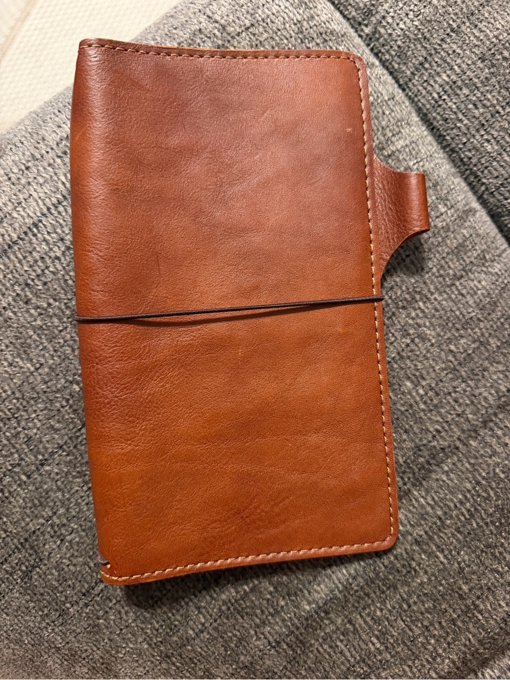 Classic Brown Leather Notebook Cover with Elastic Closure